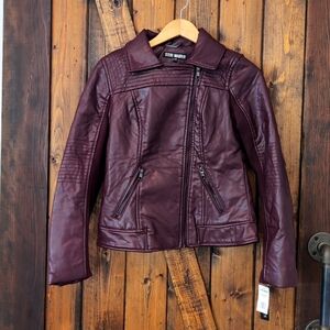 Steve Madden Ox Blood Pleather Jacket Moto Size S NWT